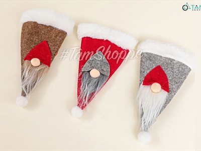 Nón Noel thần lùn mini Decor bàn tiệc ĐK 10cm [Vải nỉ - Nhiều màu] NON-X-10